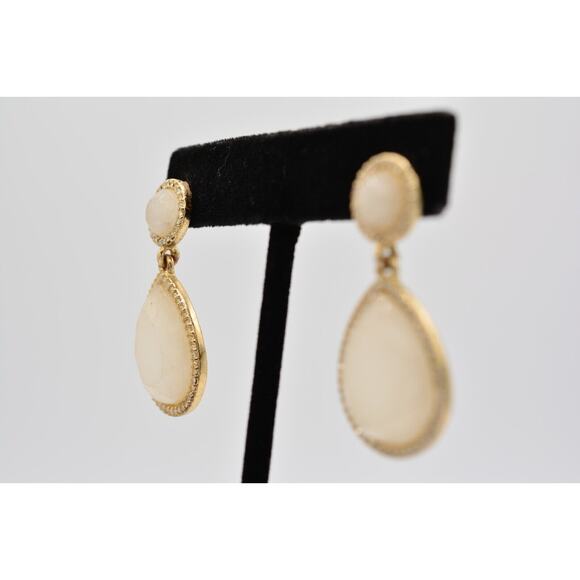 Banana Republic Dangle Earrings Dangle White Crystal Faceted Gold Chunky BinAK - Picture 3 of 12